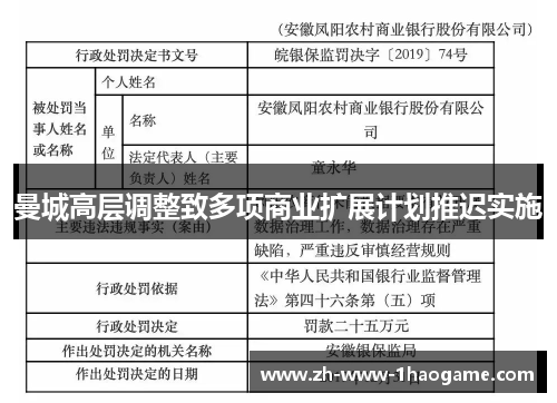 曼城高层调整致多项商业扩展计划推迟实施